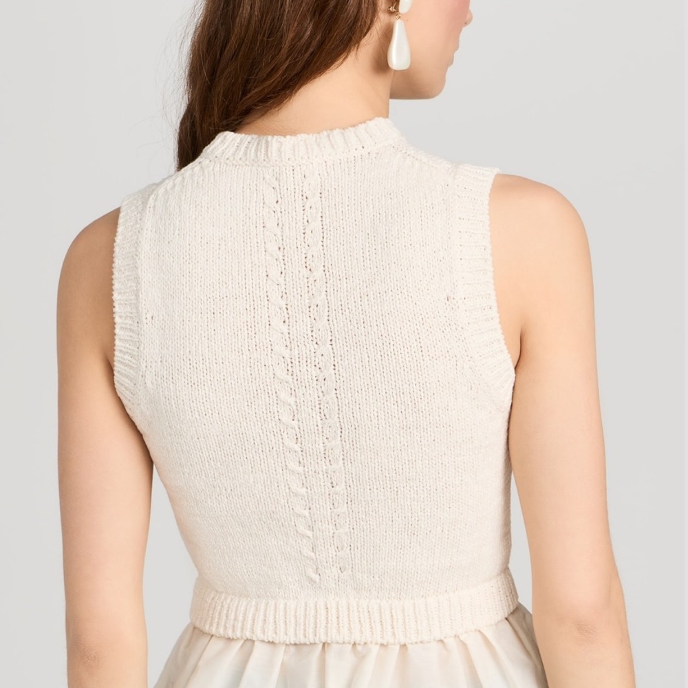 NWT Ulla Johnson Edda Elegant Sleeveless Knit Peplum Silk & Cotton Top Ivory - Picture 8 of 16